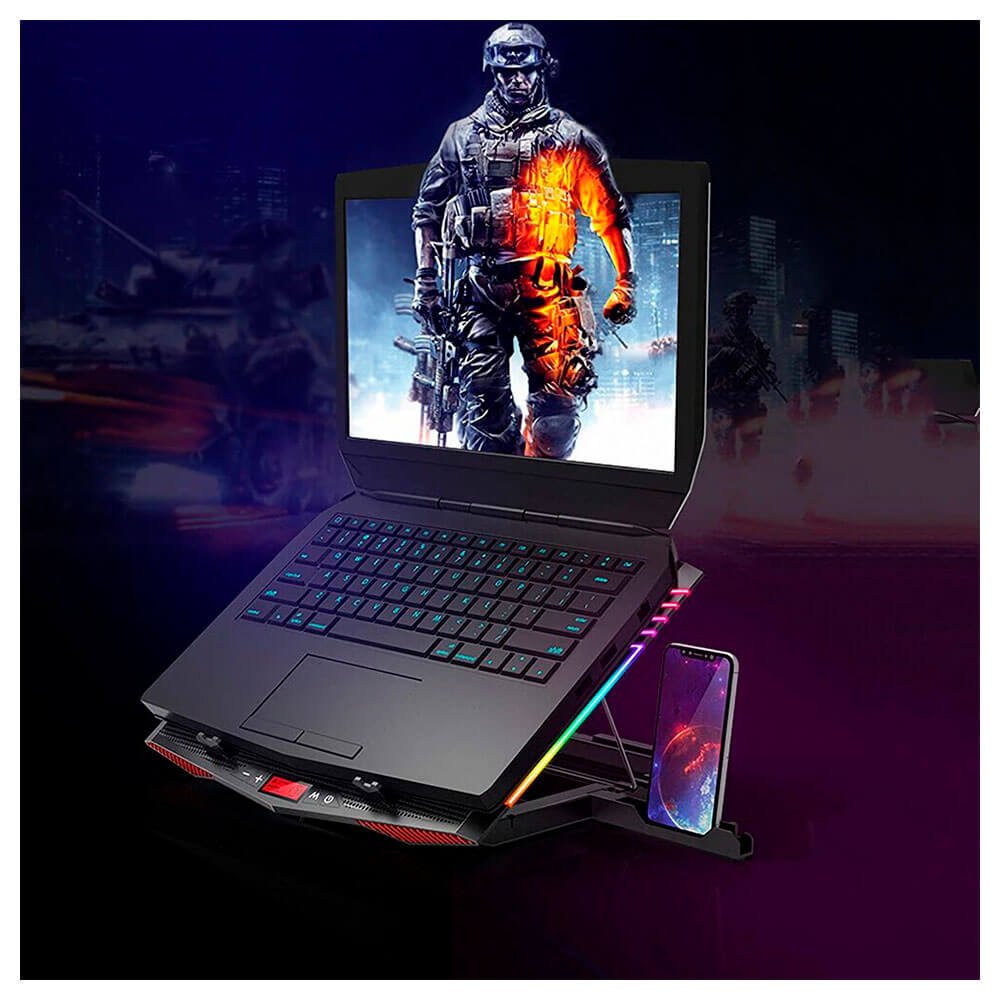 Laptop Gamer Cooler para laptop Ice Coorel K7, LED RGB, 6 Coolers, 2400 RPM, 6 Niveles, Laptops de 12" a 17" Cooler para laptop Ice Coorel K7, LED RGB, 6 Coolers, 2400 RPM, 6 Niveles, Laptops de 12" a 17" - Imagen 4