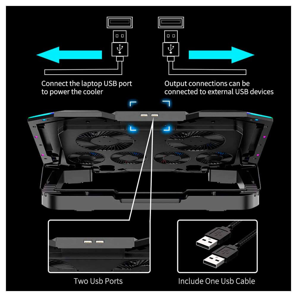 Laptop Gamer Cooler para laptop Ice Coorel K9, LED RGB, 6 Coolers, 2500 RPM, 6 Niveles, Laptops de 12" a 17" Cooler para laptop Ice Coorel K9, LED RGB, 6 Coolers, 2500 RPM, 6 Niveles, Laptops de 12" a 17" - Imagen 6
