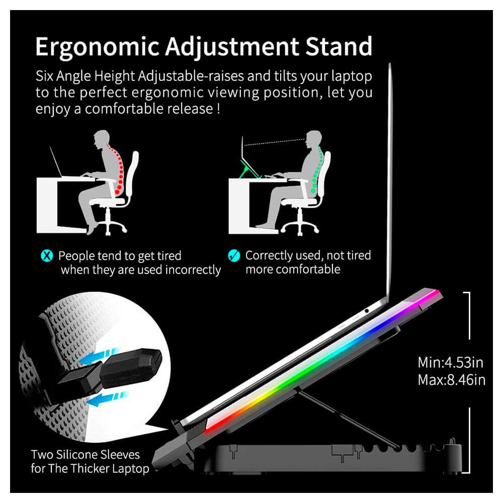 Laptop Gamer Cooler para laptop Ice Coorel K9, LED RGB, 6 Coolers, 2500 RPM, 6 Niveles, Laptops de 12" a 17" Cooler para laptop Ice Coorel K9, LED RGB, 6 Coolers, 2500 RPM, 6 Niveles, Laptops de 12" a 17" - Imagen 7