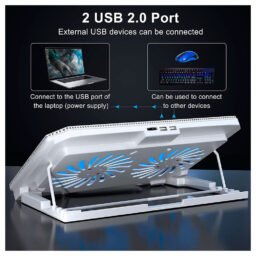 Cooler para laptop Nuoxi S200C, LED Azul, 2 Coolers, 1400 RPM, 5 Niveles, Laptops de 12" a 15"