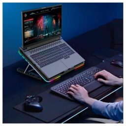 Cooler para laptop Coolcold F5, LED RGB, 6 Coolers, 2100 RPM, 7 Niveles, Laptops de 12" a 17"