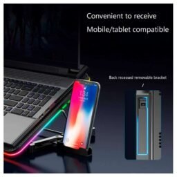 Cooler para laptop Coolcold F5, LED RGB, 6 Coolers, 2100 RPM, 7 Niveles, Laptops de 12" a 17"