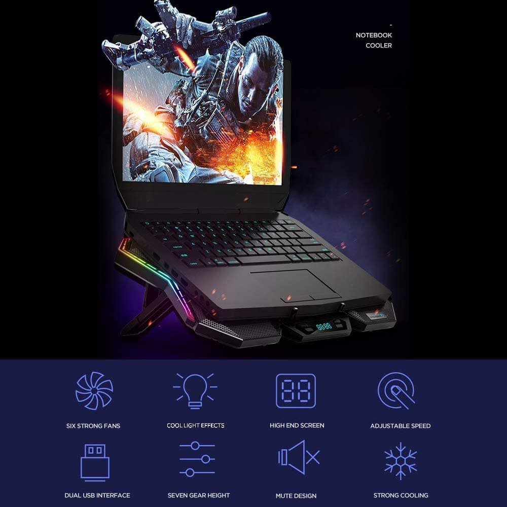 Laptop Gamer Cooler para laptop Coolcold K40, 6 Coolers, 2900 RPM, 7 Niveles, Laptops hasta 17" Cooler para laptop Coolcold K40, 6 Coolers, 2900 RPM, 7 Niveles, Laptops hasta 17" - Imagen 3