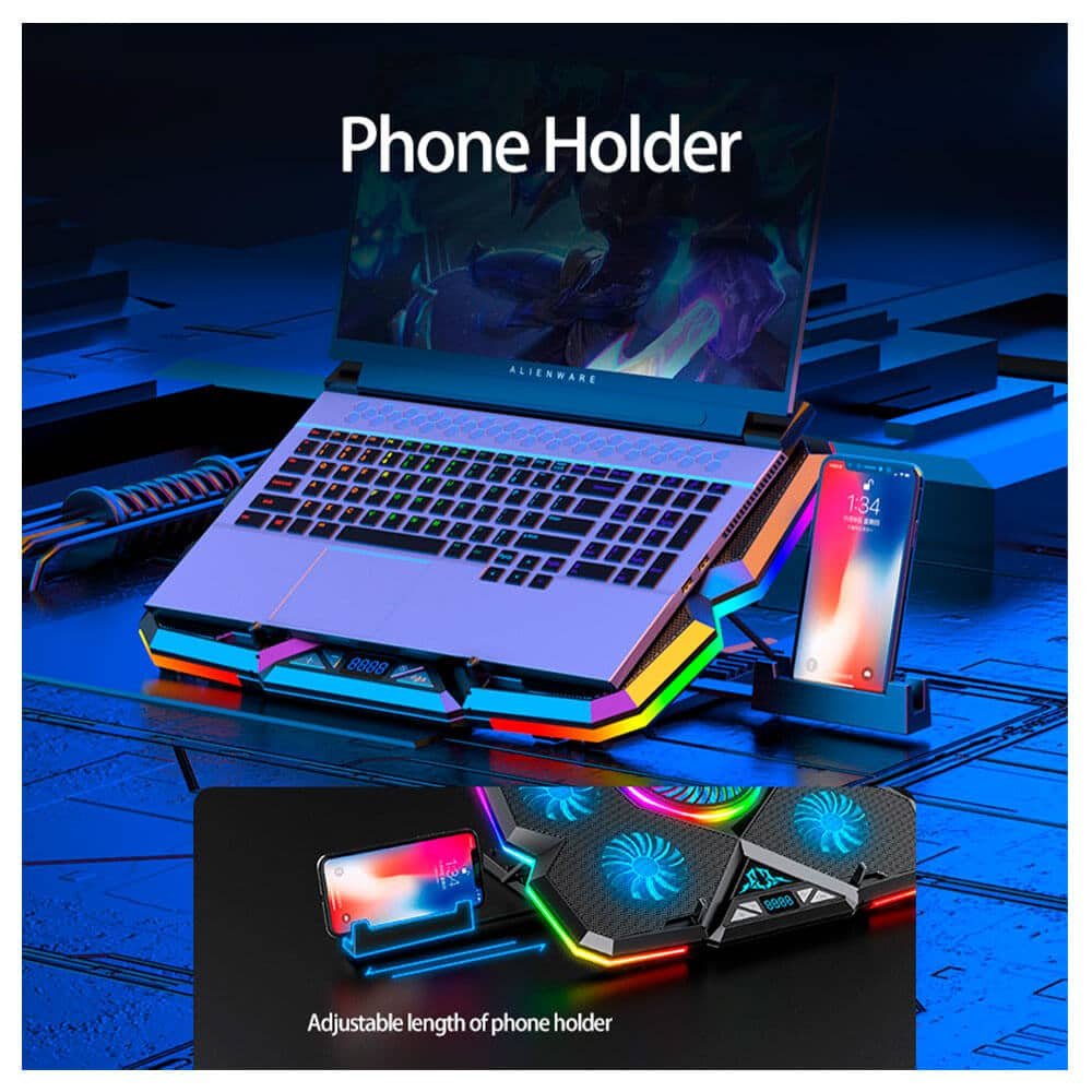 Laptop Gamer Cooler para laptop Coolcold K44, Soporte Celular, 5 Coolers, 2500 RPM, 7 Niveles, Laptops hasta 17" Cooler para laptop Coolcold K44, Soporte Celular, 5 Coolers, 2500 RPM, 7 Niveles, Laptops hasta 17" - Imagen 4