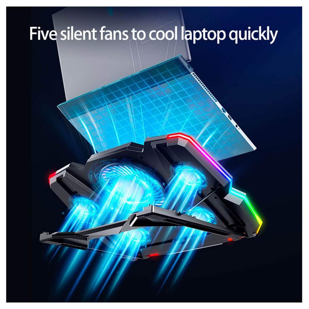 Laptop Gamer Cooler para laptop Coolcold K44, Soporte Celular, 5 Coolers, 2500 RPM, 7 Niveles, Laptops hasta 17" Cooler para laptop Coolcold K44, Soporte Celular, 5 Coolers, 2500 RPM, 7 Niveles, Laptops hasta 17" - Imagen 2