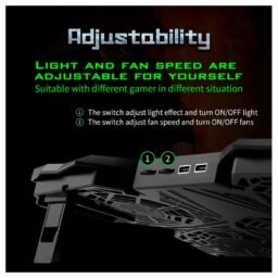 Cooler para laptop Ice Troll 2S, LED Verde, 5 Coolers, 1400 RPM, 3 Niveles, Laptops de 12" a 17" - Imagen 4