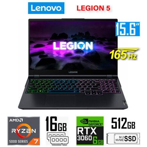 Lenovo Legion 5 15ACH6H, Ryzen 7-5800H, 6GB RTX3060, 16GB RAM, 512GB SSD, 15.6″ FHD 165Hz