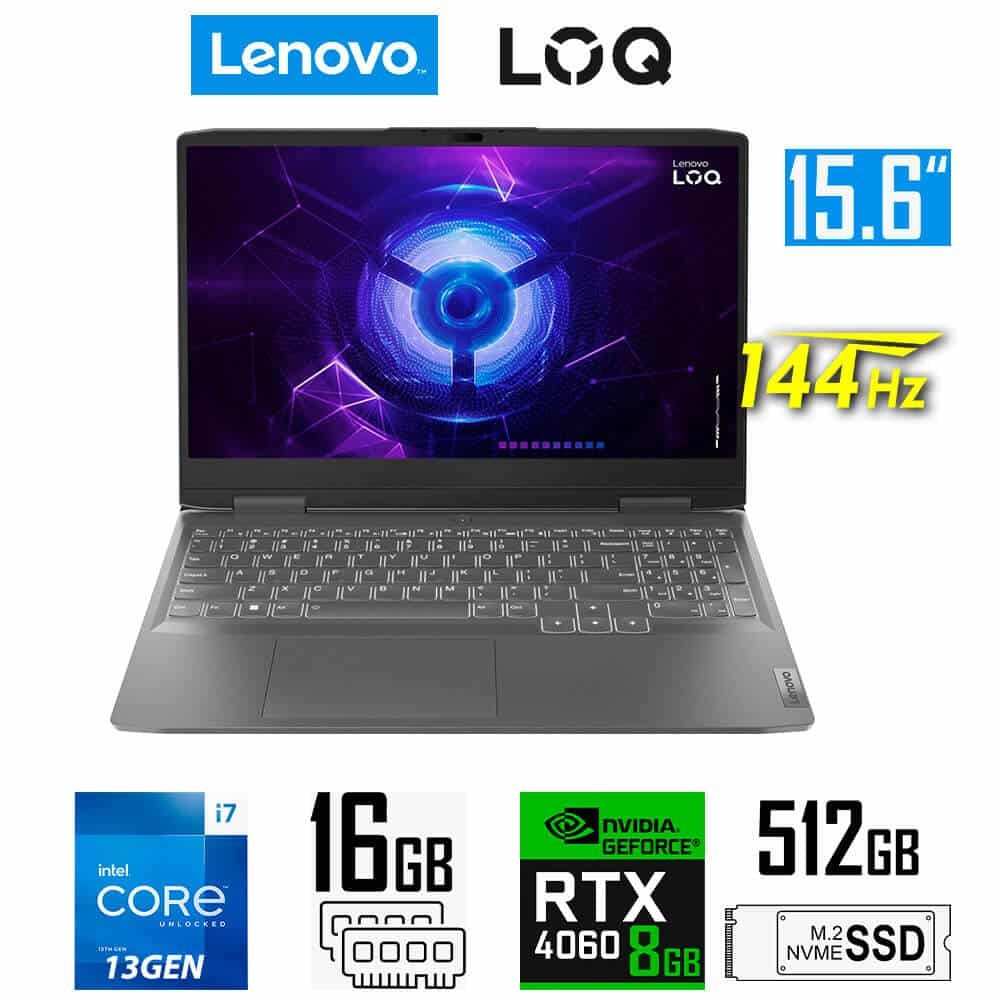 Laptop Gamer Lenovo LOQ 15IRH8, Core i7-13700H, 8GB RTX4060, 16GB RAM, 512GB SSD, 15.6" FHD 144Hz Lenovo LOQ 15IRH8 82XV0013US (1)