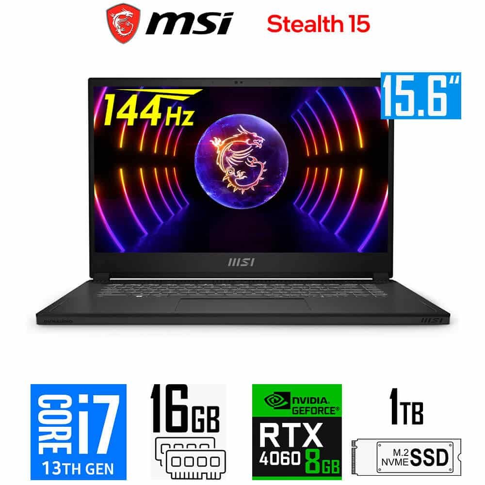 Laptop Gamer MSI Stealth 15 A13VF, Core i7-13620H, 8GB RTX4060, 16GB RAM, 1TB SSD, 15.6" FHD 144Hz MSI Stealth 15 A13VF-012US (1)