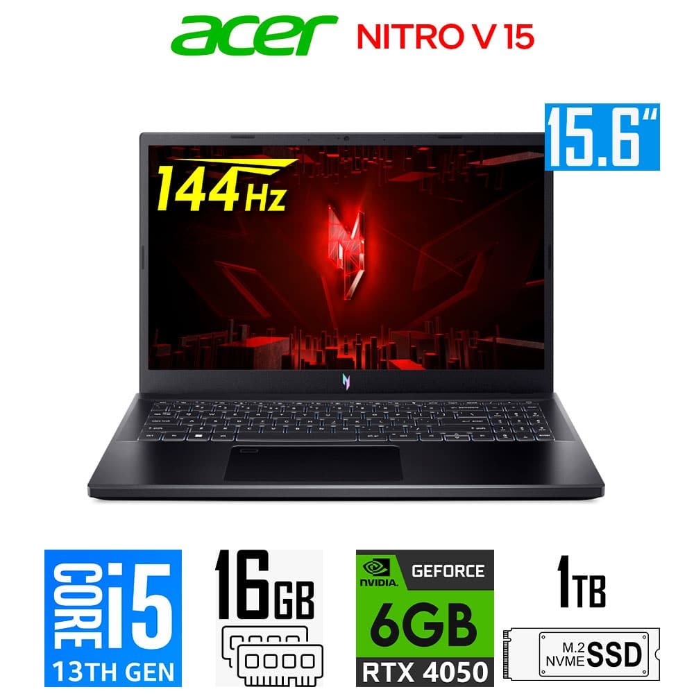 Laptop Gamer Acer Nitro V 15 ANV15, Core i5-13420H, 6GB RTX4050, 16GB RAM, 1TB SSD, 15.6" FHD 144Hz Acer Nitro V 15 ANV15-51-59MT (1)