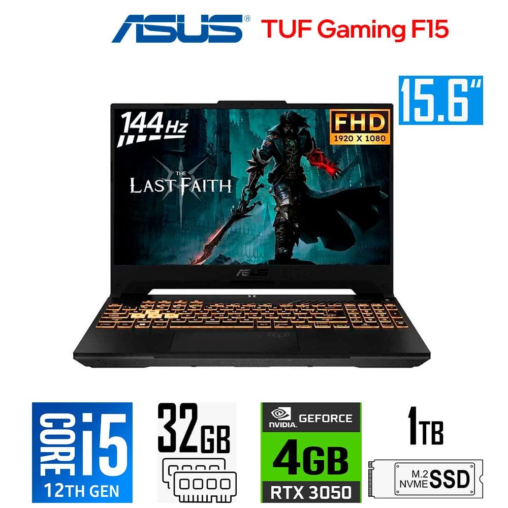 Laptop Gamer Asus TUF Gaming F15 FX507Z, Core i5-12500H, 4GB RTX3050, 32GB RAM, 1TB SSD, 15.6" FHD 144Hz Asus TUF Gaming F15 FX507ZC4-HN005W