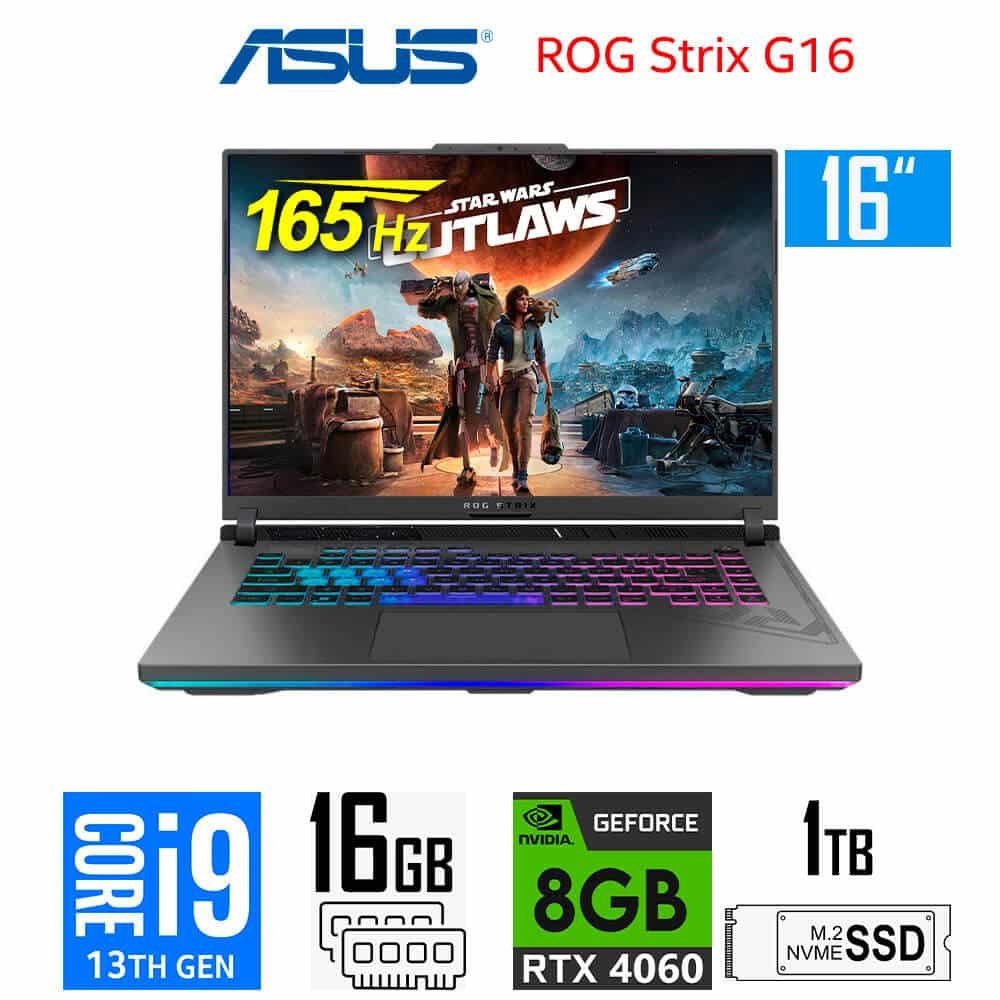 Laptop Gamer Asus ROG Strix G16 G614JV, Core i9-13980HX, 8GB RTX4060, 16GB RAM, 1TB SSD, 16" WUXGA 165Hz Asus ROG Strix G16 G614JV-AS94