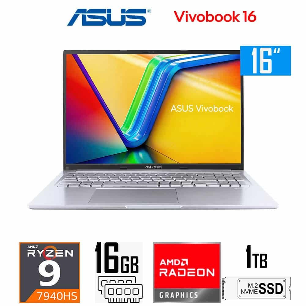 Laptop Gamer Asus Vivobook 16 M1605, Ryzen 9-7940HS, AMD Radeon Graphics, 16GB RAM, 1TB SSD, 16" WUXGA Asus Vivobook 16 M1605XA-EB96 (1)