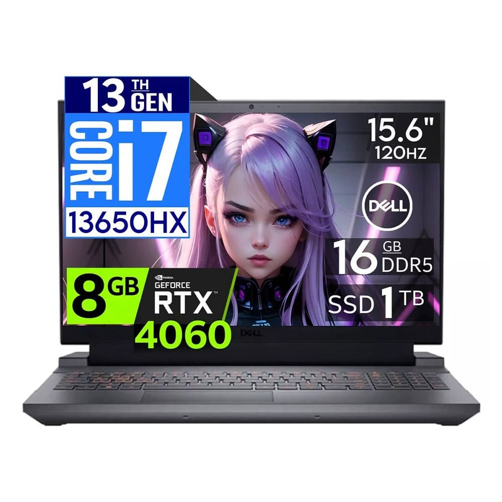Laptop Gamer Laptop Dell G15 G5530 Gaming, Core i7-13650HX, RAM 16GB DDR5, 1TB SSD, 8GB RTX4060 Nvidia, 15.6" FHD 120Hz, Win11 Dell G15 G5530-7388GRY-PUS