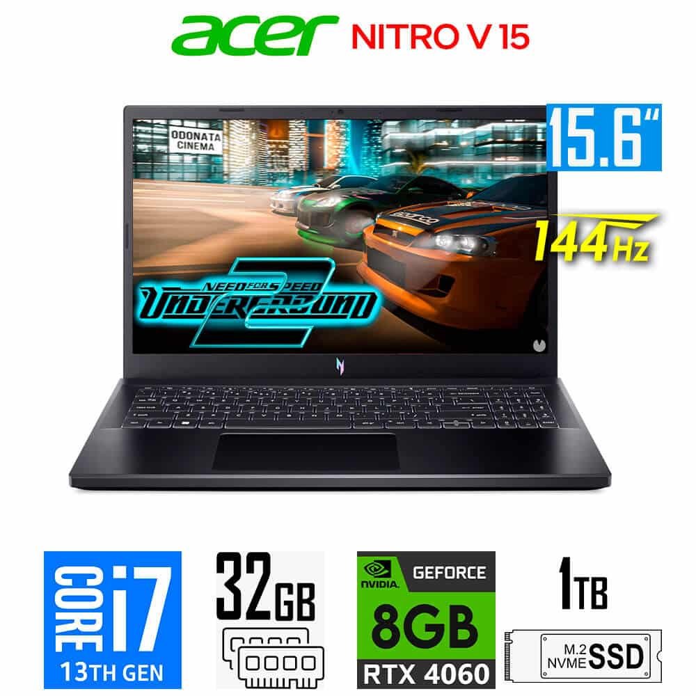 Laptop Gamer Acer Nitro V 15 ANV15, Core i7-13620H 13ava, RAM 32GB, 8GB RTX4060, 1TB SSD, 15.6" FHD 144Hz Acer Nitro V 15 ANV15-51-789J
