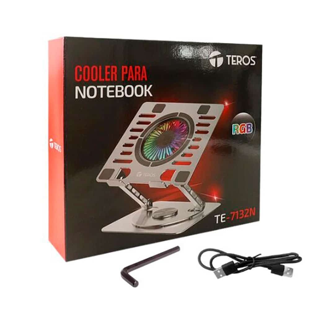 Laptop Gamer Soporte para laptop Teros TE-7132N, Rotativo 360°, RGB, 1200 RPM, Aluminio Soporte Cooler para laptop Teros TE-7132N (1)