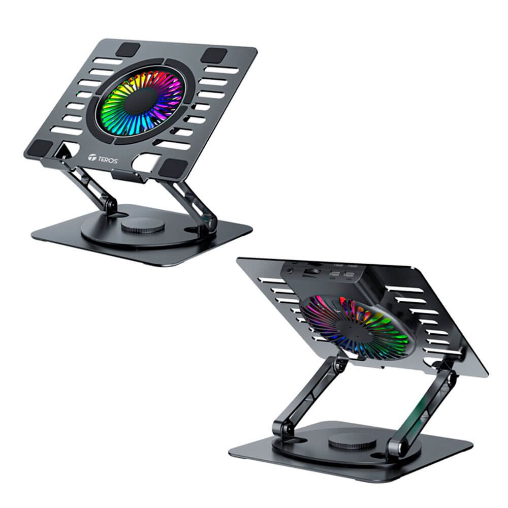 Laptop Gamer Soporte para laptop Teros TE-7132N, Rotativo 360°, RGB, 1200 RPM, Aluminio Soporte para laptop Teros TE-7132N, Rotativo 360°, RGB, 1200 RPM, Aluminio - Imagen 3