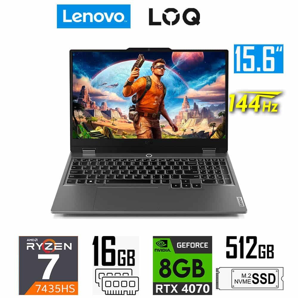 Laptop Gamer Lenovo LOQ 15ARP9, Ryzen 7-7435HS, 8GB RTX4070, 16GB RAM, 512GB SSD, 15.6" FHD 144Hz Lenovo LOQ 15ARP9 83JC009CUS
