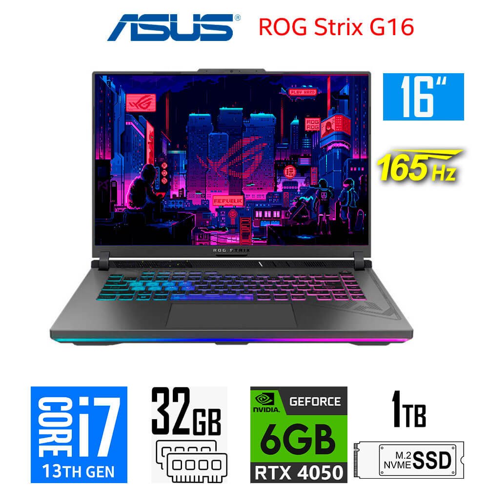 Laptop Gamer Asus ROG Strix G16 G614JU, Core i7-13650HX, 6GB RTX4050, 32GB RAM, 1TB SSD, 16" WUXGA 165Hz Asus ROG Strix G16 G614JU-NS73 (10)