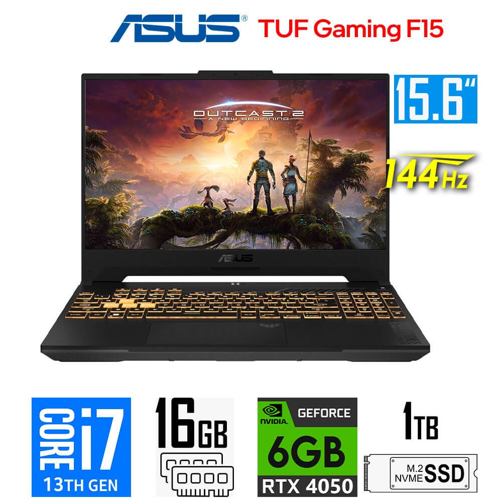 Laptop Gamer Asus TUF Gaming F15 FX507VU, Core i7-13620H, 6GB RTX4050, 16GB RAM, 1TB SSD, 15.6" FHD 144Hz Asus TUF Gaming F15 FX507VU-LP180