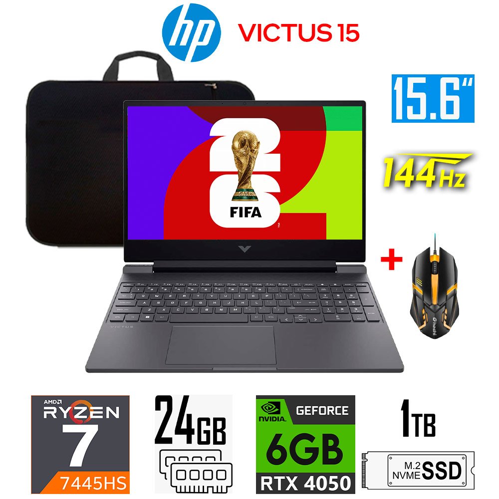 Laptop Gamer HP Victus 15-FB Gaming, Ryzen 7-7445HS, 6GB RTX4050, 24GB RAM, 1TB SSD, 15.6" FHD 144Hz HP Victus 15-FB3036LA (2)