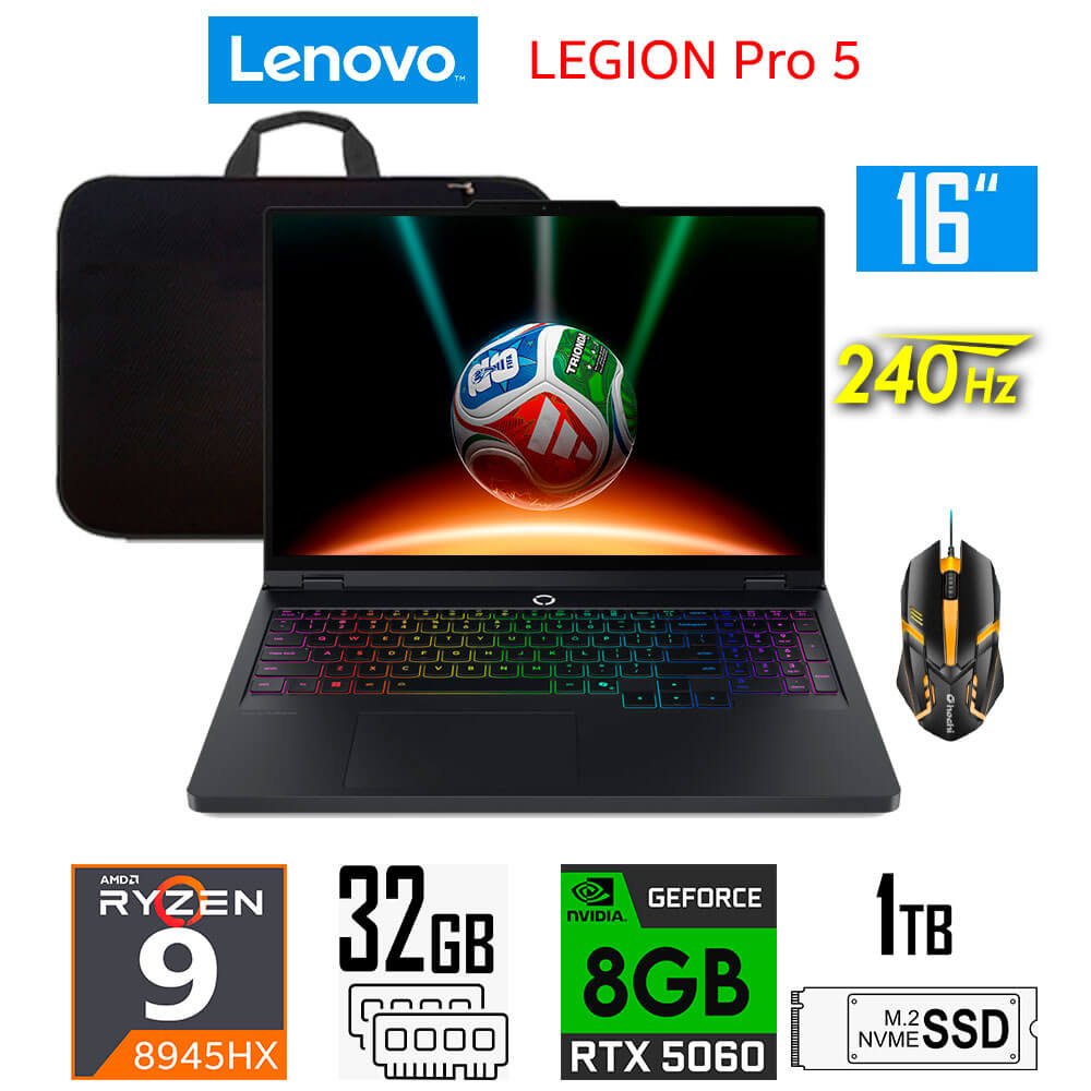 Laptop Gamer Lenovo Legion Pro 5 16ADR10, Ryzen 9-8945HX, 8GB RTX5060, 32GB RAM, 1TB SSD, 16" WQXGA 240Hz Lenovo Legion Pro 5 16ADR10 83LT000EUS (0)