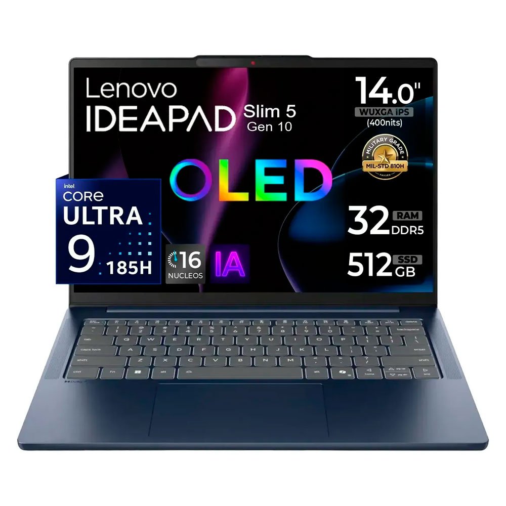 Laptop Gamer Lenovo IdeaPad Slim 5 14IMH10, Core Ultra 9-185H, Intel Arc Graphics, 32GB RAM, 512GB SSD, 14" WUXGA OLED Lenovo IdeaPad Slim 5 14IMH10 83V6004GLM (02)