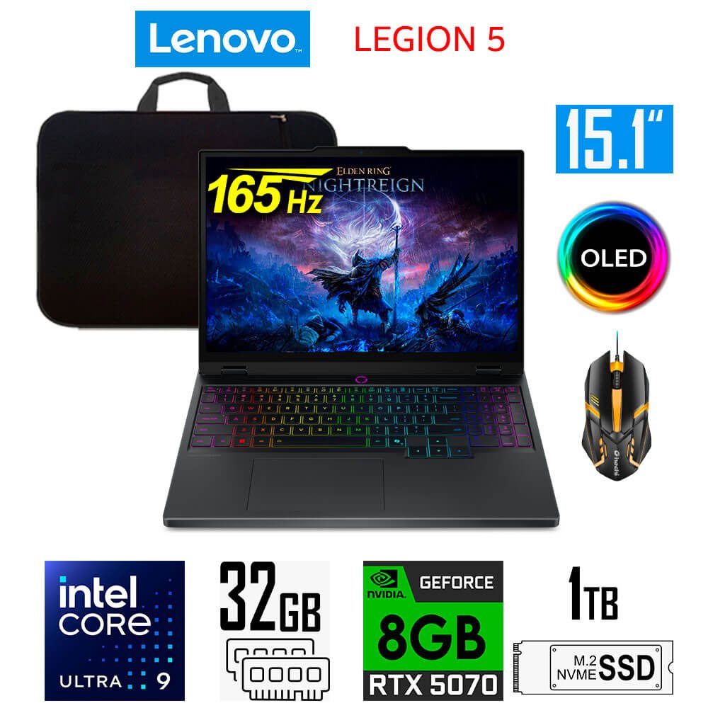 Laptop Gamer Lenovo Legion 5 15IAX10, Core Ultra 9-275HX, 8GB RTX5070, 32GB RAM, 1TB SSD, 15.1" WQXGA OLED 165Hz Lenovo Legion 5 15IAX10 83F0001TUS (0)