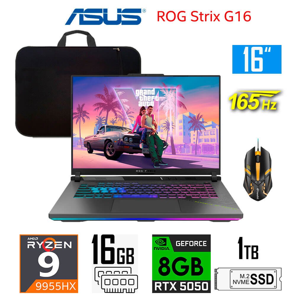 Laptop Gamer Laptop gamer Asus ROG Strix G16 G614FH, Ryzen 9-9955HX, 8GB RTX5050, 16GB RAM, 1TB SSD, 16" WUXGA 165Hz Laptop gamer Asus ROG Strix G16 G614FH-OS94