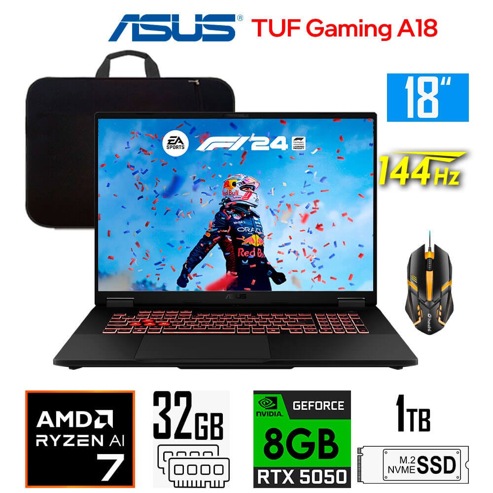 Laptop Gamer Laptop gamer Asus TUF Gaming A18, Ryzen 7-260, 8GB RTX5050, 32 RAM, 1TB SSD, 18" WUXGA 144Hz Laptop gamer Asus TUF Gaming A18 FA808UH-RS74 (01)
