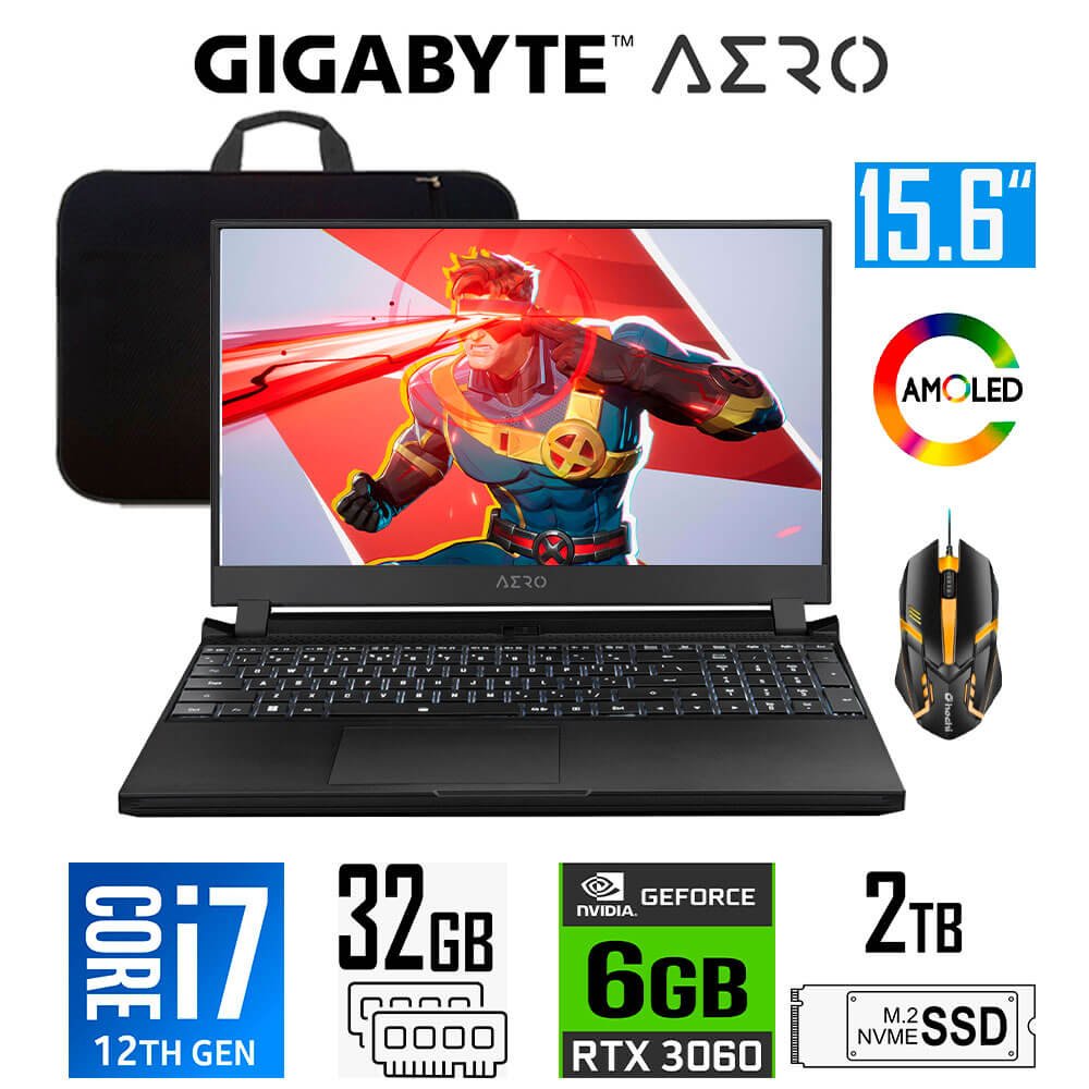 Laptop Gamer Laptop gamer Gigabyte AERO 5, Core i7-12700H, 6GB RTX3060, 32GB RAM, 2TB SSD, 15.6" 4K UHD AMOLED Laptop gamer Gigabyte AERO 5 KE4-72LA614SH (02)