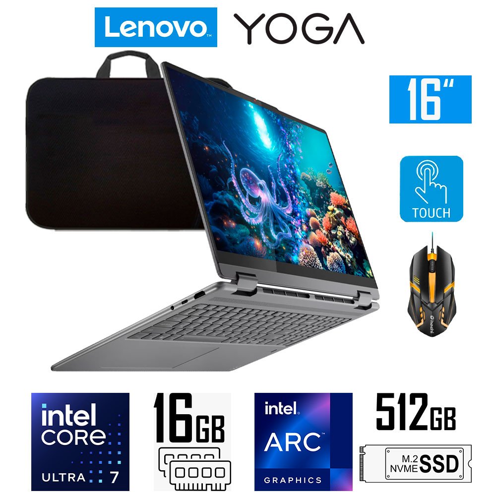 Laptop Gamer Lenovo Yoga 7 16ILL10 (2-en-1), Core Ultra 7-256V, Intel Arc Graphics, 16GB RAM, 512GB SSD, 16" WUXGA Táctil Laptop Lenovo Yoga 7 16ILL10 (2-en-1) 83JT0047US